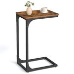 VASAGLE C-Shaped End Table, Small Side Table for Couch, Sofa Table with Metal Frame for Living Room, Bedroom, Bedside, Rustic Brown and Black ULET350B01