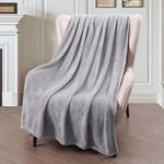 Exclusivo Mezcla Extra Large Fleece Throw Blanket for Couch, Sofa, 300GSM Super Soft and Warm Blankets, Light Grey Throw All Season Use, Cozy, Plush, Lightweight, 50x70 Inches