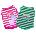 KUTKUT Combo of 2 Stripe Print Pet Vest Breathable Autumn,Spring & Summer Puppy Cotton Sleeveless Shirt for Small Dog and Cat (Size: L, Chest Girth 45cm, Neck Girth 32 cm, Back Length 34 cm)
