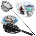 70" Fishing Net Telescopic Foldable Fishing Landing Net Extendable Long Handle Catching Releasing Nets Fishing Accessories Butterfly Fish Shrimp Catcher for Outdoor Beach Garden Exploration (Round)