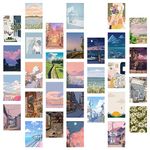 Unquote Abstract Anime Wall Décor Art Posters, Multicolor Set of 30 (10L x 15W cm) - Home & Room Decoration Stickers, 300 GSM Paper Boho Aesthetics Posters for Gifts with Double Sided Tape