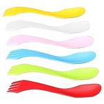 N\A 6Pcs Plastic Spork Lightweight & Strong All In One Camping Cutlery Spoon Fork Knife Set Portable and Reusable Camping Spork Flatware for Backpacking Hiking Outdoors