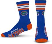 For Bare Feet NCAA Florida Gators 4 Stripe Deuce Crew Sock Team Color LARGE