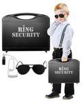 Wedding Ring Security Box with Black Sun Glasses and Top Secret Spy Ear Piece Ring Bearer Gifts Special Agent Ring Bearer Suitcase for Kids