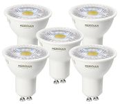 Meridian LED GU10 Lamp Light Bulb Warm White 3000K, 50W Halogen Spotlight Equivalent, 4.5W 345lm, Non-dimmable, AC 220-240V, 36° Beam Angle - Pack 5