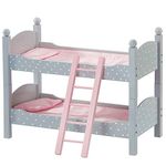 Olivia's Little World 18 in. Doll Wooden Convertible Bunk Bed Stacked on Top or Unstacked as Two Single Beds, Grey and Pink