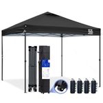 FANPAT 10x10 Pop Up Canopy Tent,300D Silver-Coating Top,1-Person Setup Commercial Heavy Dury Canopy Tent Instant Portable Shelter and Wheel Carry Bag, Bonus 8 Stakes and 4 Canopy Weights(Black)