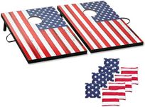 Cornhole Outdoor Games Set - Flag Cornhole Boards Design with 8 Cornhole Bags and Carry Handle - Great for Yard Outdoor Game Events - Choose Your Set