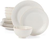 Lenox French Perle Groove 12-Piece Dinnerware Set, 23.05 LB, White