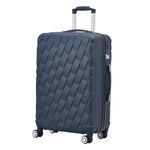 CMY Cabin 20" Carry On Suitcase Hard Shell PC+ ABS 3 Digit Combination Lock Trolley Aluminium Alloy Telescopic Handle 4 Dual Spinner Wheels Suitcases Lightweight Water Resistant (Navy, 20)