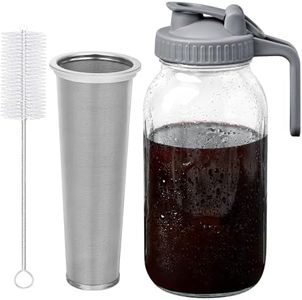 OneDream Cold Brew Coffee Maker - 2 Quart 64oz Stainless Steel Filter Cold Brew Pitcher Jar, No Leaks Cold Brew Mason Jar Coffee Maker, Easy to Clean Cold Coffee Maker