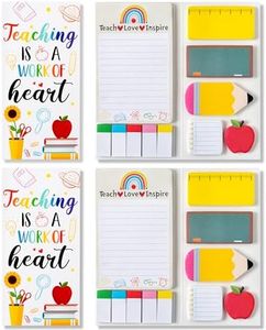Xqumoi 2 Pack Teaching is A Work of Heart Sticky Notes Set - Ruler Blackboard Pencil Apple Self-Stick Note Pads Teacher Appreciation Gift Writing Memo Pads Page Marker Back to School Office Supplies