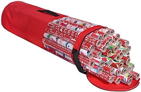 ProPik Wrapping Paper Storage Bag, Christmas Gift Wrap Organizer Stores Up to 24 Rolls 40 Inch, Heavy Duty Polyester plus PVC Clear Bag with Handles