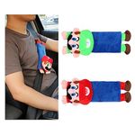 HODRME Car Seat Belt Covers-Plush Mario Brothers Safty Belt Protector Cushions Shoulder Pads, 2 Pieces