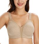 Lemorosy Women's Plus Size Full Coverage Non Padded Wireless Minimizer Bra -Comfort and Double Support (48DDD, Toffee)