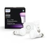 Philips Hue White and Color Ambiance A19 60W Equivalent Smart Bulb Starter Kit (Compatible with Amazon Alexa, Apple HomeKit, and Google Assistant)