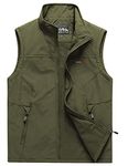 Panegy Men's Winter Lightweight Waterproof Fleece Gilet Classic Warm Sleeveless Jacket Body Warmer for Work Outdoor Olive Green Size L