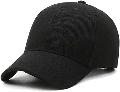 Folmywy Black Baseball Cap Men Women Adjustable Plain Cotton Casual One Size Curved Brim Dome Sports Golf Hat Breathable Fishing Hunting Outdoor