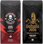 Death Wish Coffee Co. Dark Roast Grounds 16 Oz & Valhalla Java Dark Ground Coffee 12 Oz- Extra Kick of Caffeine in 1 Powerful Bundle - Hardcore Coffee from Arabica & Robusta Beans for Tough Days