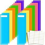 Epakh 24 Packs Library Book Colored Dividers Library Dividers for Book Shelves with Label Stickers Colored Flexible Bookshelf Markers for Organizing School Library or Home Library, 3 x 12 Inch