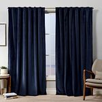 Exclusive Home Curtains Velvet Hidden Tab Top Curtain Panel, 52x84, Navy, 2 Panels