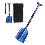 72 HRS Collapsible 3-in-1 Aluminum Compact Snow Shovel - Snow Removal in Winter, Emergency Kit for Vehicle, Car, Van, SUV, Truck, Snowmobile, Snowboard Gear, Camping, Gardening (Blue, 21”-32”)