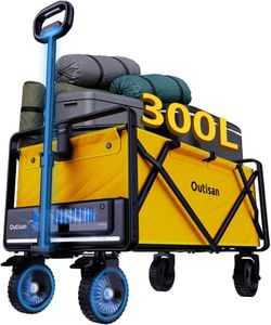 e-Wagon Air Adventure-Ready Electric Wagon, 9-Mile Range Dual Motor Cart, 300LB Capacity 3-Second Fold, Heavy-Duty Collapsible Wagon for Camping, Sports, Gravel & Grass, Bright Yellow