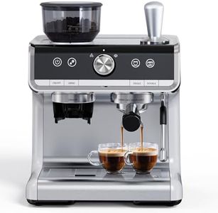 Espresso Machine, Espresso Machine with Grinder, Brushed Stainless Steel, Espresso Coffee Maker with Milk Frother for Home Barista Commercial Use