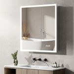 30"x32" Medicine Cabinet Mirror, LED Lighted Medicine Cabinet with Electrical Outlet＆USB, Anti-Fog, 3 Colors Temperature Stepless Dimmable, Aluminum Cabinet for Storage and Mordern Decor