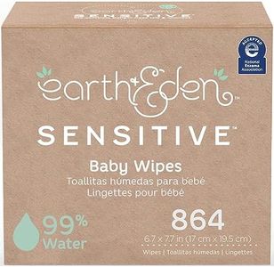 Earth & Eden Sensitive Baby Wipes | Unscented & Hypoallergenic | 12 Soft-Packs | 864 Total Wipes