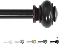 H.Versailtex Window Treatment Single Rod Set with Classic Caps, 3/4 Inch Diameter Adjustable length from 28 - Inch to 48 - Inch, Black (Antique Bronze Finish)