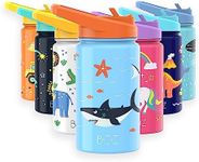 BOZ Kids Insulated Water Bottle with Straw Lid - Stainless Steel Vacuum Double Wall Toddler Water Bottle, 14 oz (414ml) Scratch-Resistant BPA-Free and Dishwasher-Safe Kids Water Bottle (Shark)