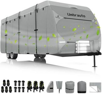 Umbrauto RV Cover Fits 30-33ft Travel Trailer: Lightweight, Waterproof Camper Cover for Toy Hauler, Winter Campsite, with Gutter Covers, Tongne Jack Covers, Windproof Straps