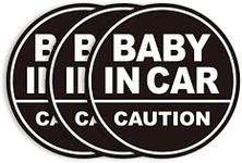 GEEKBEAR Baby in Car Vehicle Magnet - Colorful, Reflective, Weather-Resistant - Circular 4.7 x 4.7 in (Black/Black, 3 Pack)