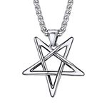 Inverted Pentacle Necklace Eliphas Levi's Pentagram Men Women Statement Jewelry Wiccan Magical Stainless Steel Star Satanism Gothic Occult Devil Pendant Chain