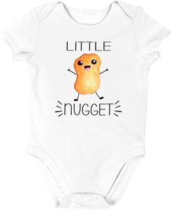 Doozy Designs Little Nugget - Chicken Nugget Baby Bodysuit - Lil Nugget - Funny Unisex Baby Infant Baby Clothes (9M Short Sleeve Bodysuit)
