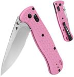 FLISSA 4.5" Folding Pocket Knife, Lightweight EDC Pocket Knife with Axis Lock, 3.2" AUS-8 Steel Blade, Sharp Camping Hiking Knife with Pocket Clip, Unique Tool Gift for Men, Dad (Pink)