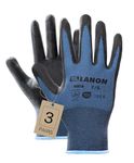 LANON 3 Pairs Nitrile Coated Safety Work Gloves, Mechanic Working Gloves for Men Women, Breathable, Skin Friendly, Anti-Slip Grip, S/7