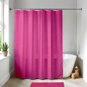 EVIDECO French Home Goods Pink Extra Long Waterproof Shower Curtain Liner 71x79 Inches
