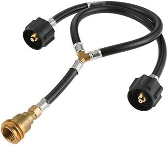 Lemfema Universal Y Type Splitter Propane Tank Converter Adapter Hose, Two Way Qcc1/Type1 Inlet & POL/QCC1 Exit Propane Hose to Connect 5-40lb Tank for Grill, Heater, Fire Pit, Fireplaces
