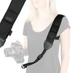 USA Gear Camera Sling Shoulder Strap with Adjustable Neoprene, Safety Tether, Accessory Pocket, Quick Release Buckle - Compatible with Canon, Nikon, Sony and More DSLR and Mirrorless Cameras (Black)