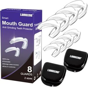 Mouth Guard for Grinding Teeth at Night Guards for Teeth Grinding 8-Pack (2 Sizes) and 2 Travel Cases Trimmable Design Hot Water Fit Mouthguard for Tooth Protection