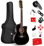 Vangoa Advanced 12 String Guitar Full Size Twelve String Guitar Acoustic Electric 4 Band EQ Electroacoustic Guitar Set for Beginner Adults Intermediate, Spruce Top, Built-in Tuner, Glossy Black