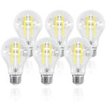 ORALUCE LED Edison Light Bulb 60 Watt Equivalent E26, Vintage Clear Light Bulbs 6W 4000K Neutral White 700 Lumen, A19 LED Filament for Ceiling Light Fixture, Non-dimmable, 6 Pack