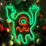 Eufrozy Halloween Neon Signs for Wall Decor, Green Ghost Led Light Up Signs 6 Dimmable Switch Cool Halloween Ghost Neon Light for Man Cave Game Room Kids Teen Boy Funny Gift USB Powered Bedroom