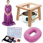 Garybank V Steam Kit with Healing Crystal, Yoni Seat with Crystals & Stones for Women, V Steam at Home Kit, Vaginial Detox & Postpartum Care, Vaginal Steaming Chair, Gown & Cushion (No Steamer)