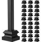 Dunzy Iron Baluster Shoes Stair Flat Shoe with Screw for 1/2 Inch Staircase Balusters Metal Spindle Railing, Black (30 Pcs)