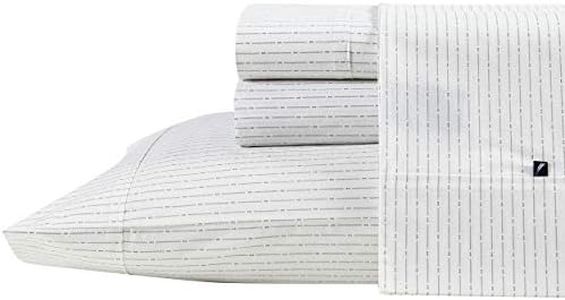 Nautica - King Sheets, Cotton Percale Bedding Set, Casual Home Decor (Buoy Line Grey, King)