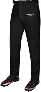 Exxact Sports Home Run Men's Baseball Pants Without Piping - Full-Length, Semi-Relaxed Fit, Open-Bottom Adult Baseball Pants - (AL, Black)