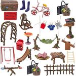 Toyland® Ultimate 25 Piece Fairy Garden Accessory Set & 1 Pack of Stickers - Miniature Fairy Accessories Including Garden Furniture